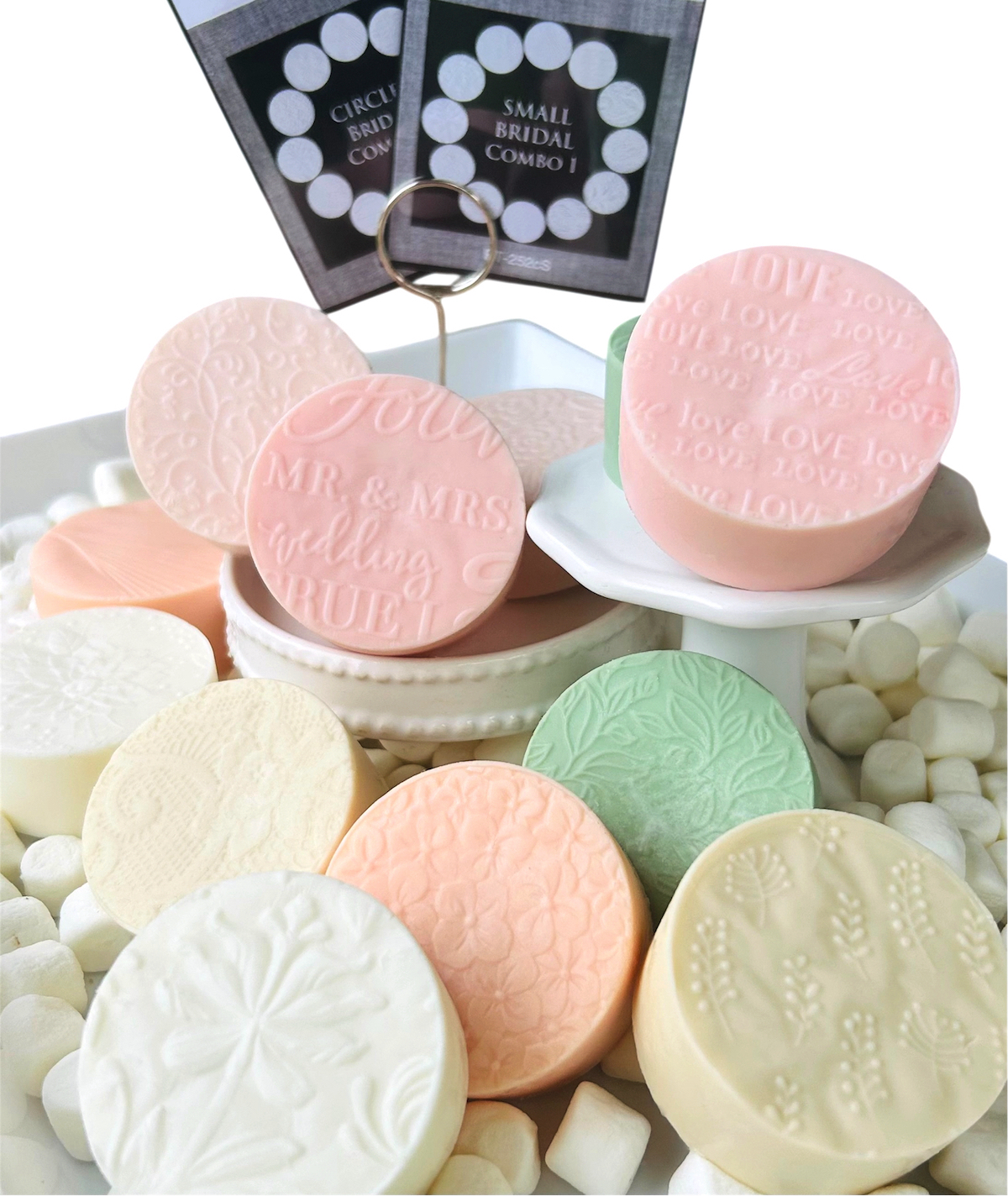 Embossed parchment circles Bridal Combo Parchment textures embossed bridal wedding circles for cake pucks