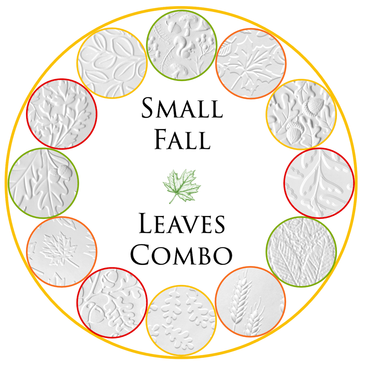 Parchment Texture Circles Small – Fall Leaves Combo